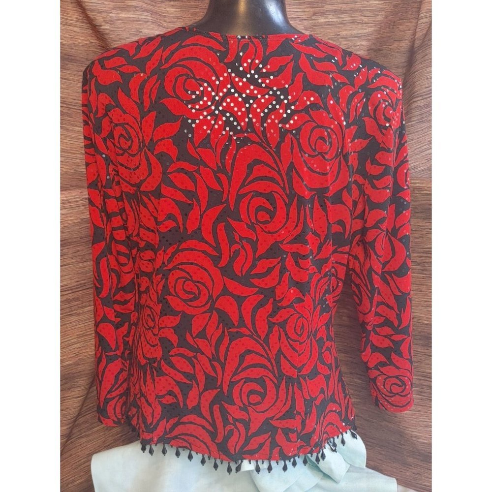 MSK Women's Red and Black Evening Top Large - Picture 2 of 4